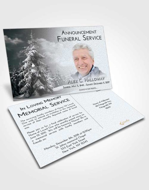 Funeral Announcement Card Template Freedom Winter Wonderland