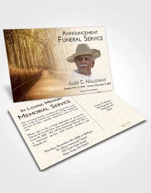 Funeral Announcement Card Template Golden Bamboo Forest