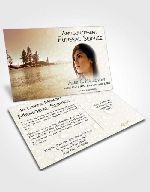 Funeral Announcement Card Template Golden Coral Waters