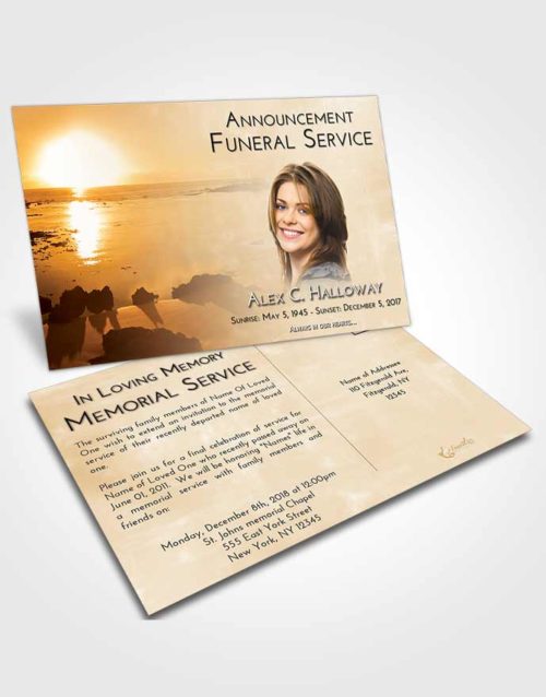 Funeral Announcement Card Template Golden Early Rise