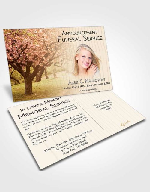 Funeral Announcement Card Template Golden Flowering Path