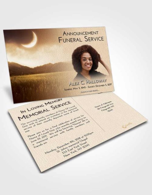 Funeral Announcement Card Template Golden Graceful Mountains