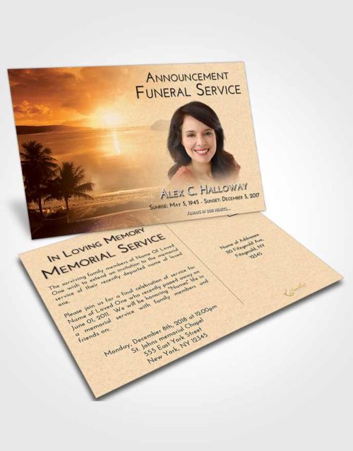 Funeral Announcement Card Template Golden Italian Sun