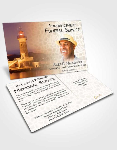 Funeral Announcement Card Template Golden Lighthouse Majesty