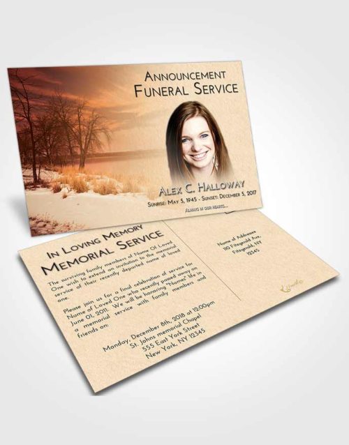Funeral Announcement Card Template Golden Lovely Lake