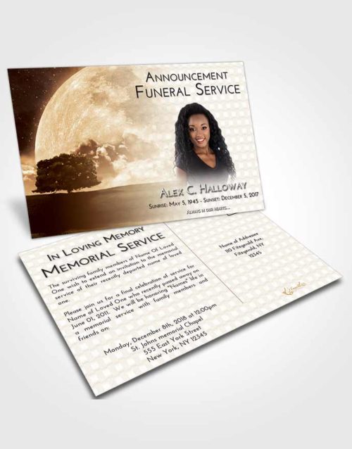 Funeral Announcement Card Template Golden Moon Gaze