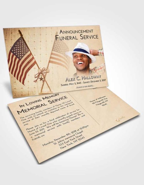 Funeral Announcement Card Template Golden Peach American Justice