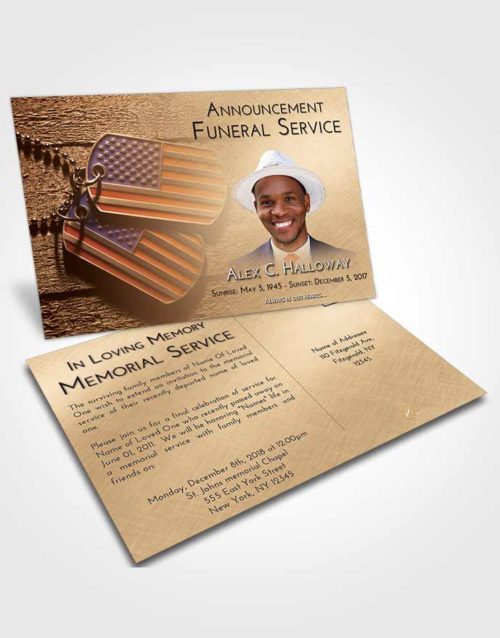 Funeral Announcement Card Template Golden Peach American Memory