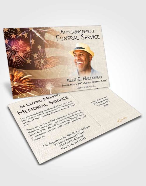 Funeral Announcement Card Template Golden Peach American Patriot