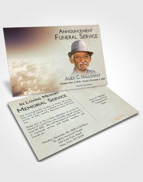 Funeral Announcement Card Template Golden Peach Return to the Clouds