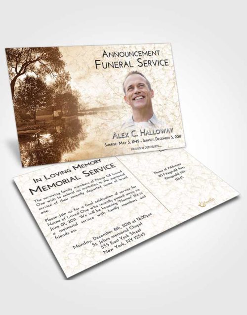 Funeral Announcement Card Template Golden River Reflection