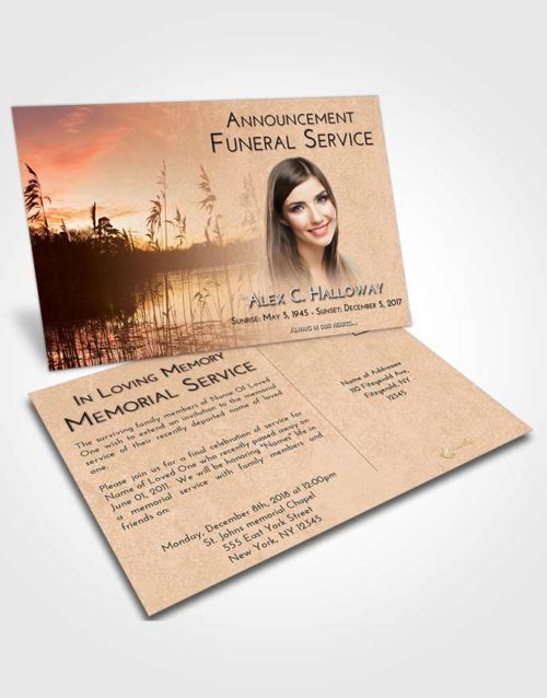 Funeral Announcement Card Template Golden Serenity Lake
