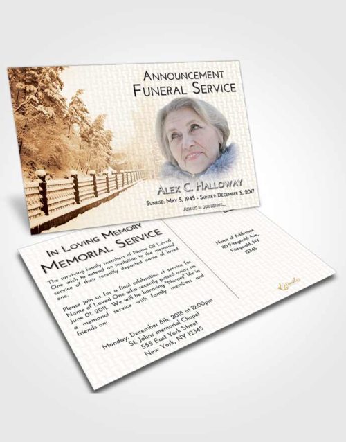 Funeral Announcement Card Template Golden Snow Garden
