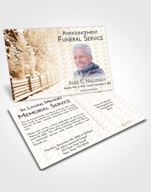 Funeral Announcement Card Template Golden Snow Walk