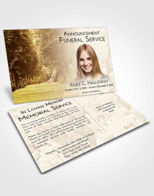 Funeral Announcement Card Template Golden Summer Forest