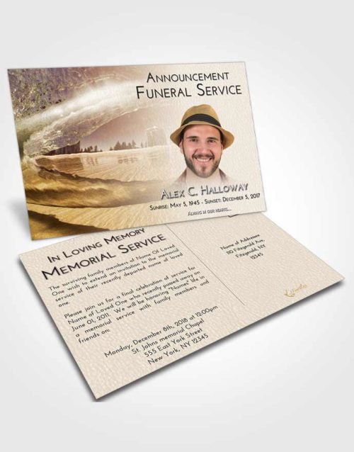 Funeral Announcement Card Template Golden Summer Waves