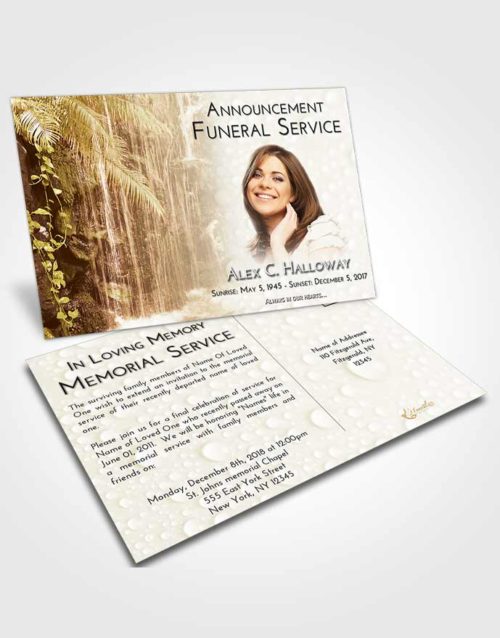 Funeral Announcement Card Template Golden Waterfall Breeze