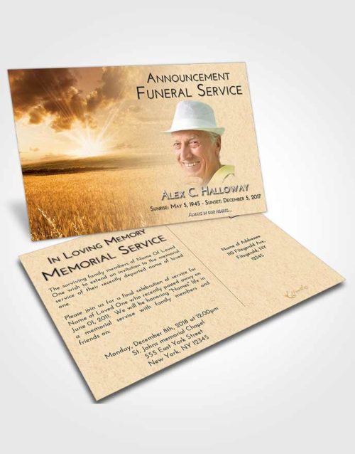 Funeral Announcement Card Template Golden Wheat Fields