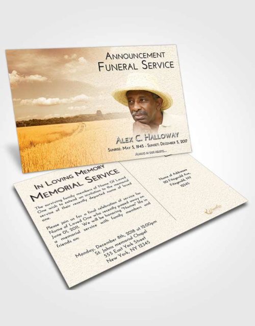 Funeral Announcement Card Template Golden Wheat Serenity