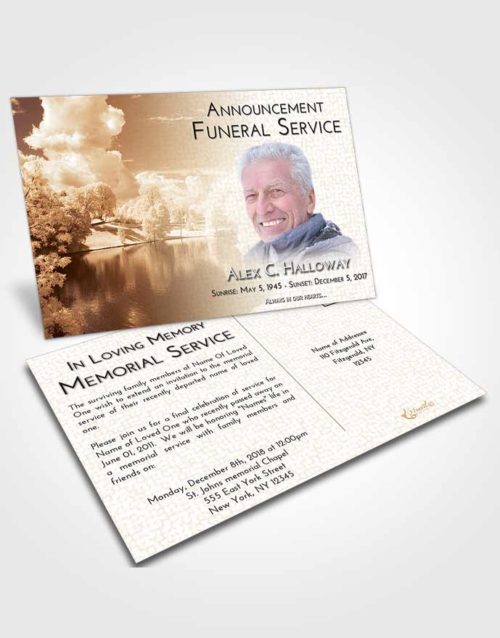 Funeral Announcement Card Template Golden White Winter Park