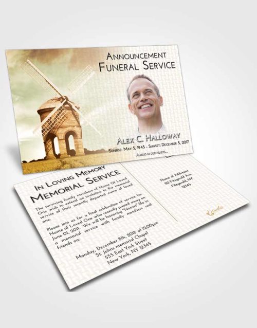 Funeral Announcement Card Template Golden Windmill of Honor