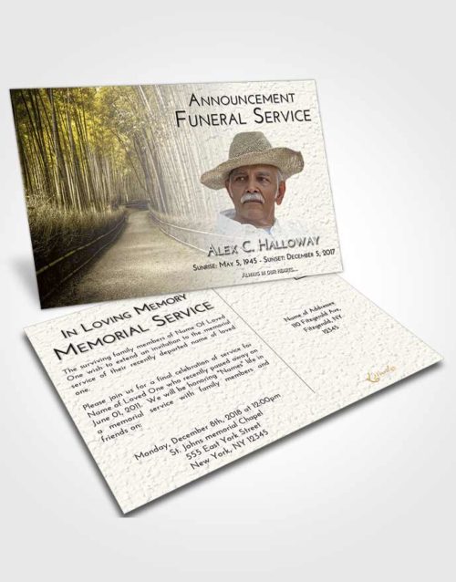 Funeral Announcement Card Template Harmony Bamboo Forest