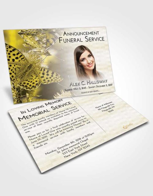 Funeral Announcement Card Template Harmony Butterfly Peace