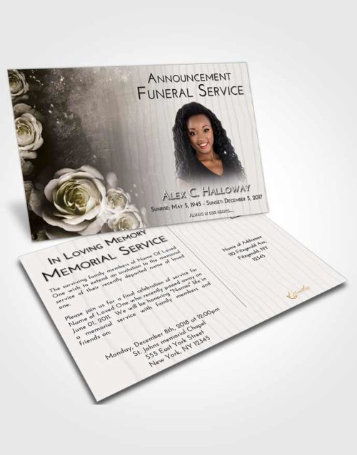 Funeral Announcement Card Template Harmony Flowering Garden