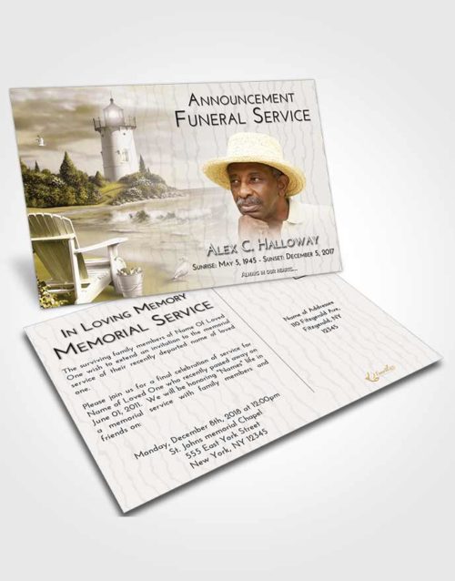 Funeral Announcement Card Template Harmony Lighthouse Laughter