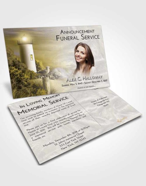 Funeral Announcement Card Template Harmony Lighthouse Mystery