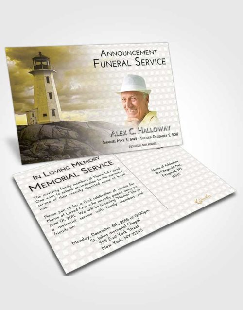 Funeral Announcement Card Template Harmony Lighthouse Safety