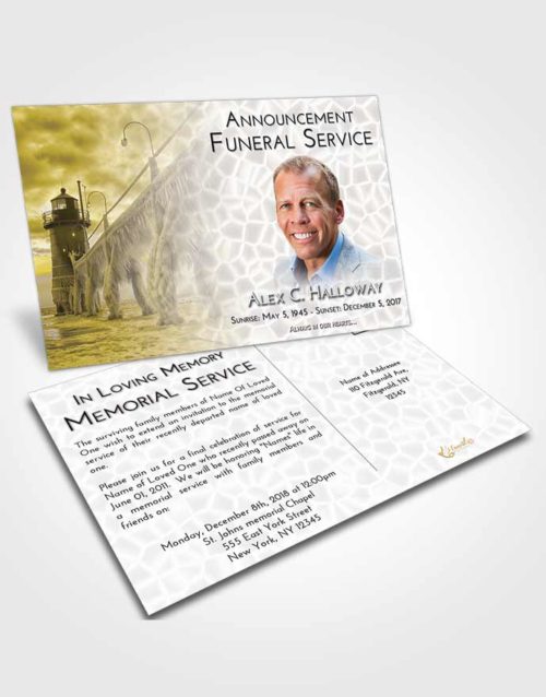 Funeral Announcement Card Template Harmony Lighthouse Tranquility