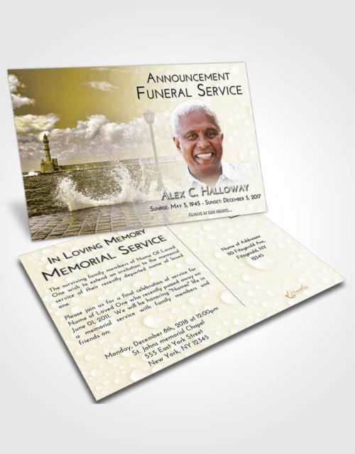 Funeral Announcement Card Template Harmony Lighthouse in the Tides