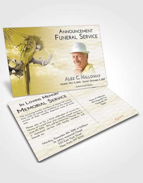 Funeral Announcement Card Template Harmony Magical Parrot