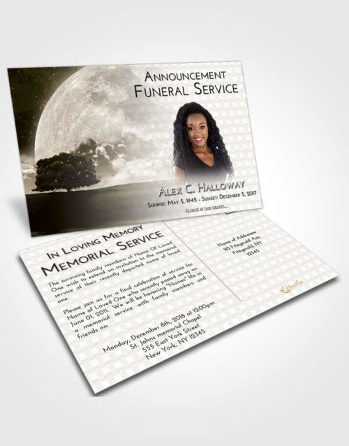 Funeral Announcement Card Template Harmony Moon Gaze
