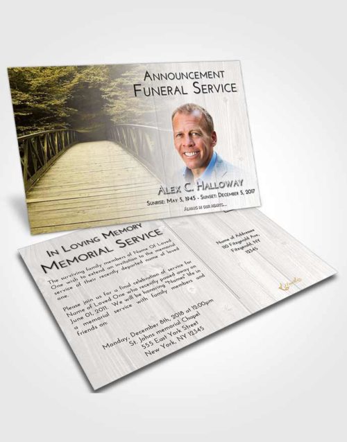 Funeral Announcement Card Template Harmony Nature Bridge Walk