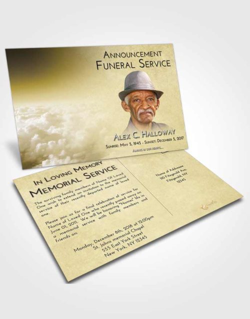 Funeral Announcement Card Template Harmony Return to the Clouds
