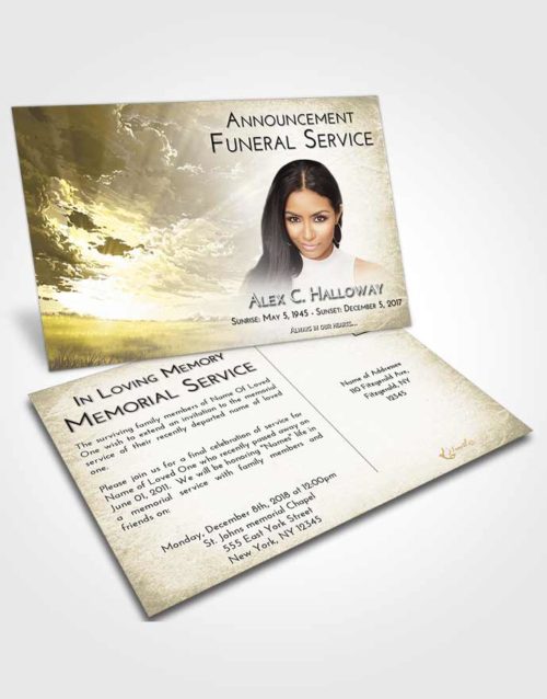 Funeral Announcement Card Template Harmony Sunset Mystery