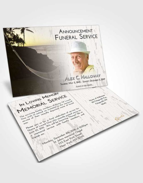 Funeral Announcement Card Template Harmony Sunset in a Hammock