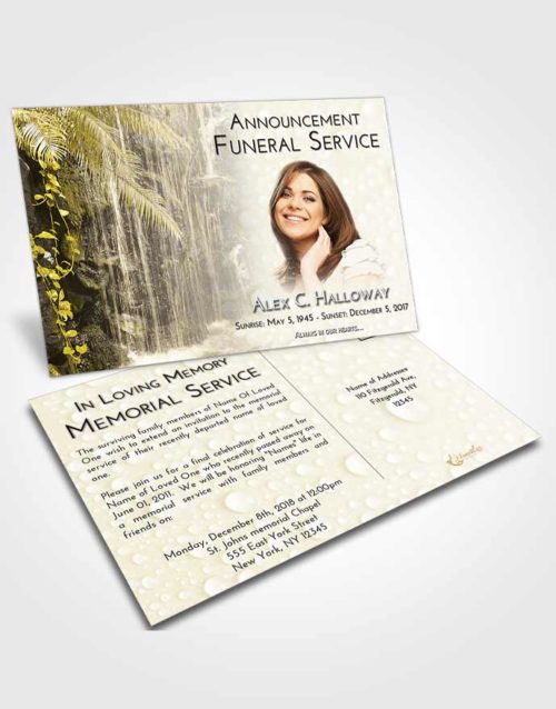 Funeral Announcement Card Template Harmony Waterfall Breeze
