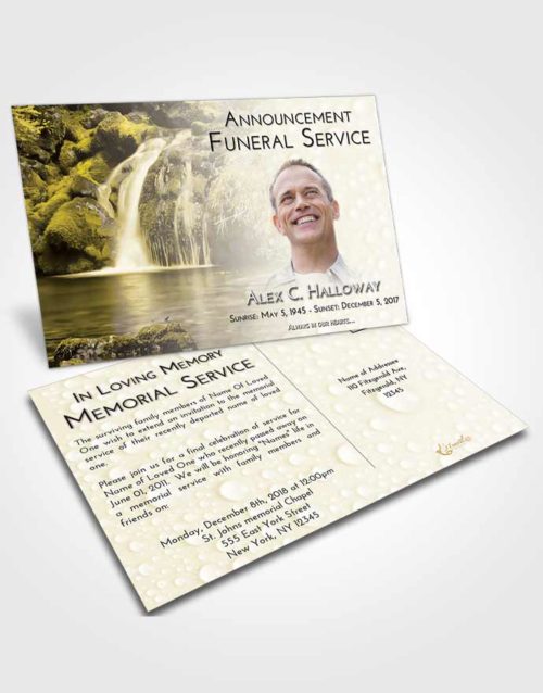 Funeral Announcement Card Template Harmony Waterfall Paradise