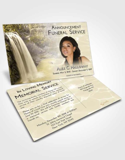 Funeral Announcement Card Template Harmony Waterfall Serenity