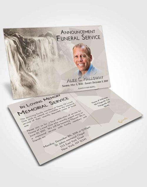 Funeral Announcement Card Template Harmony Waterfall Tranquility