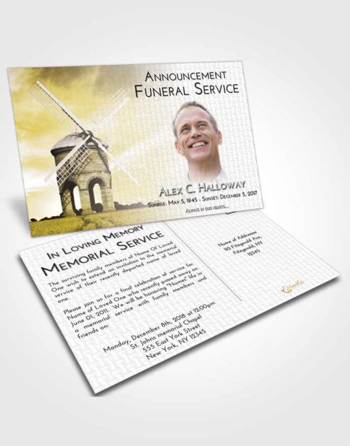 Funeral Announcement Card Template Harmony Windmill of Honor