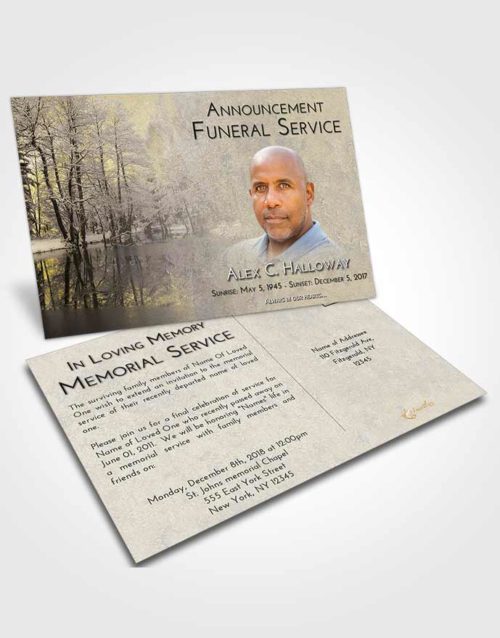 Funeral Announcement Card Template Harmony Winter Pond