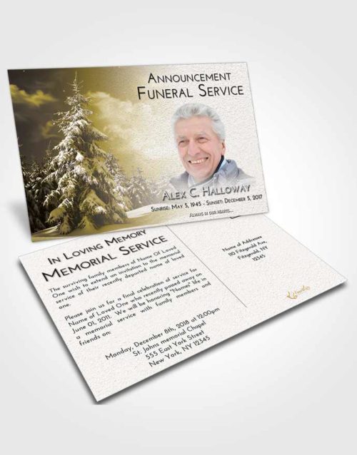 Funeral Announcement Card Template Harmony Winter Wonderland