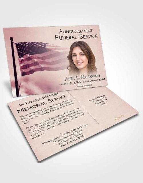 Funeral Announcement Card Template Lavender Sunrise American Honor