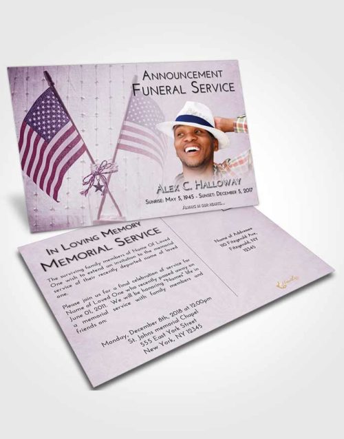 Funeral Announcement Card Template Lavender Sunrise American Justice