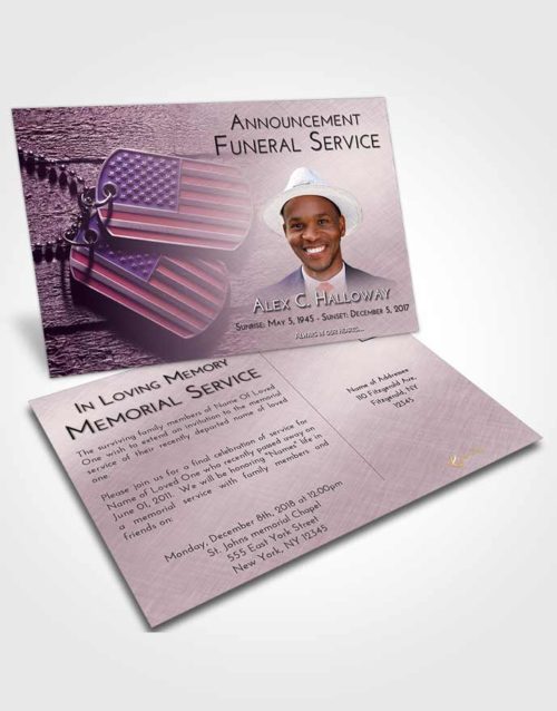 Funeral Announcement Card Template Lavender Sunrise American Memory