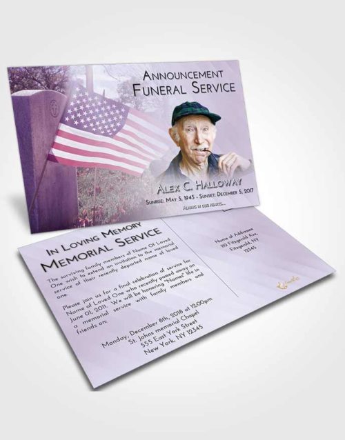 Funeral Announcement Card Template Lavender Sunrise American Smile